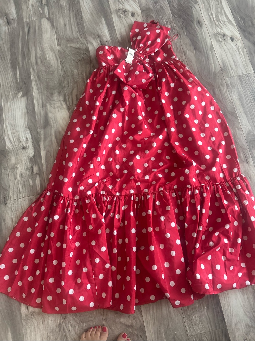 Anthropologie Red Polka Dot One-Shoulder Maxi Dress NWT Small - Picture 4 of 4
